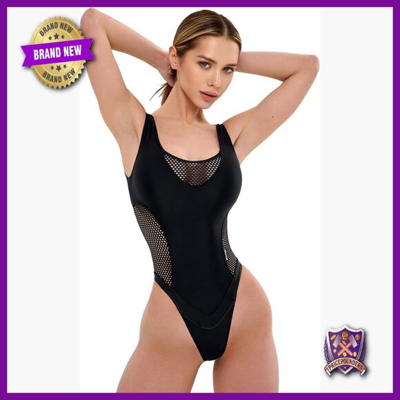 Large Nylon Monokini One Piece Swimsuit Slim Fit High Neck Thong
